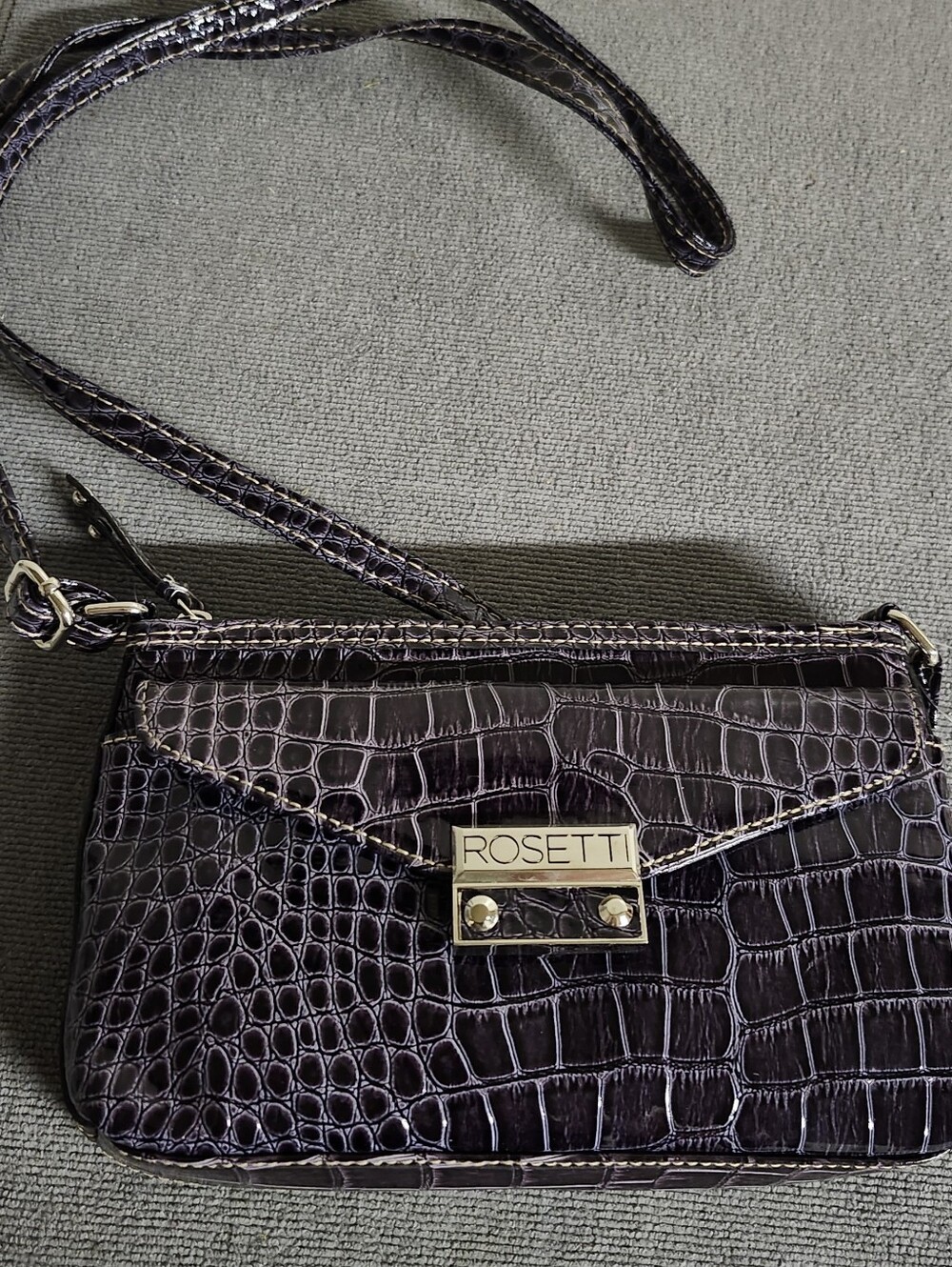 Rosetti Deep Purple Croc-Embossed Crossbody